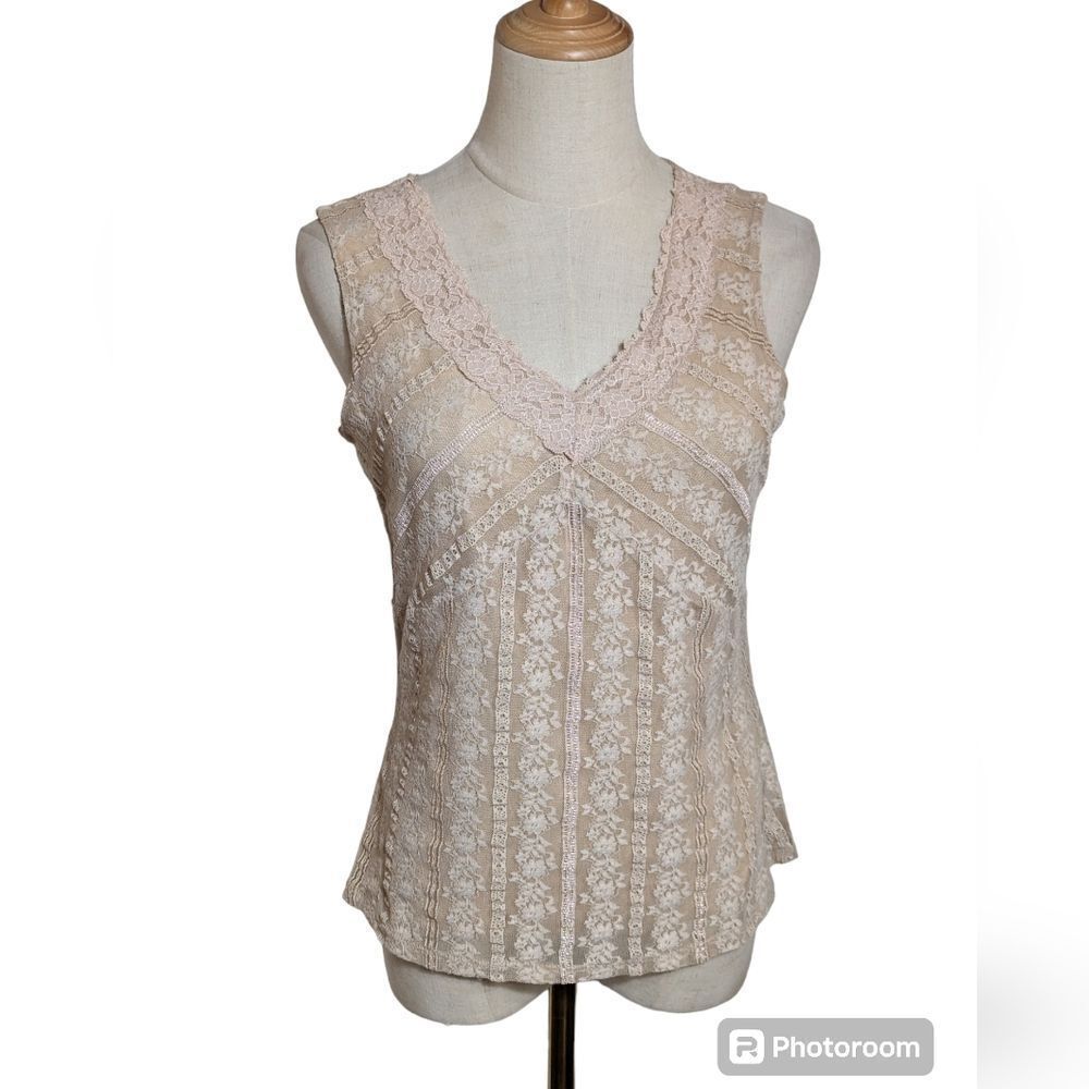 J. Jill Light Tan Lace Tank Top